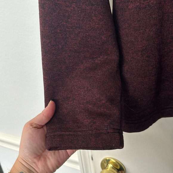 Men's Maroon Red Fleece Lined Eddie Bauer Quarter Zip Pullover Sweater Size XL - Picture 6 of 6